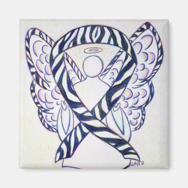 Kunbra Rand-medvetande Ribbon Angel Art Magnet (Framsidan)