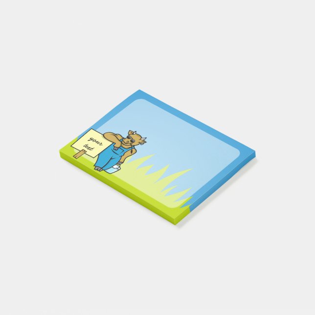 Kund med tecken post-it block (Vinklad)