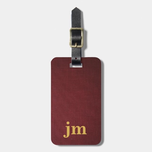 Kunddesign för Burgundy Linen struktur Bagagebricka (Vertikal Framsida)