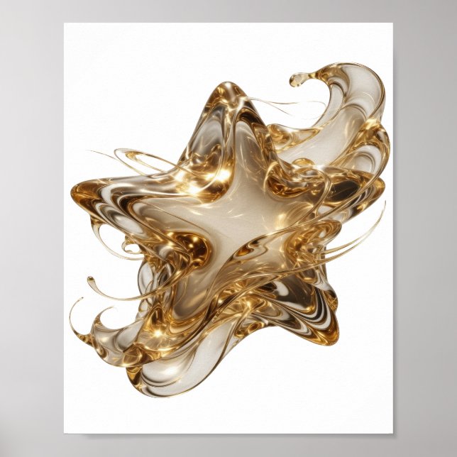 Kunddesign med fet guldfärg GULD STJÄRNA Poster (Framsidan)