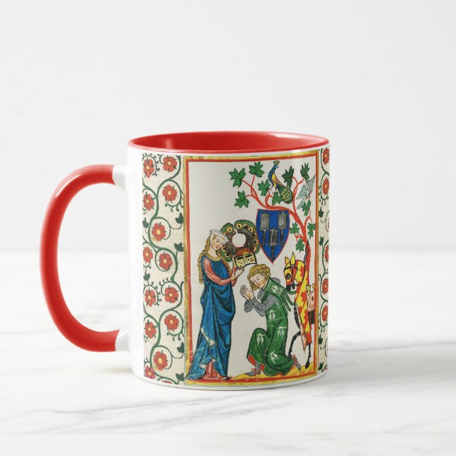 KUNDE VARA MÖRDA AV HANS DAM, MEDIEVAL MINIATURE MUGG (Vänster)