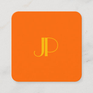 Kundens moderna monogram - första Orange i Brev Fyrkantigt Visitkort