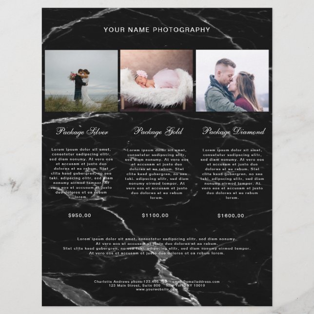 Kundenspezifisch Black Marble Foto Preisliste (Framsida)