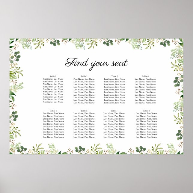 Kundenspezifisch Elegante Blumen Weiss Grün Poster (Framsidan)