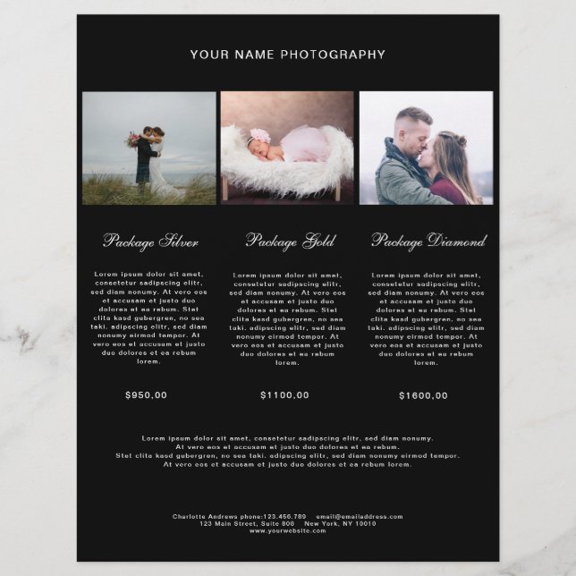 Kundenspezifisch Modern Simpel Foto Preisliste (Framsida)