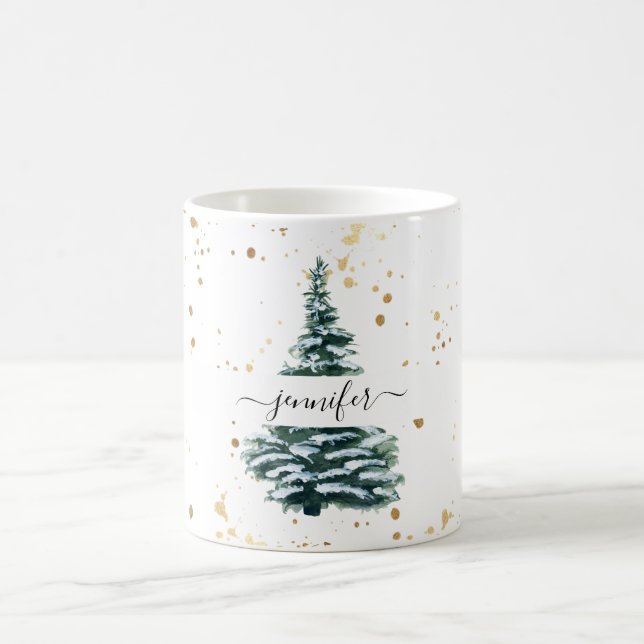 Kundenspezifisch winterliche Tannenbaum Kaffemugg (Center)