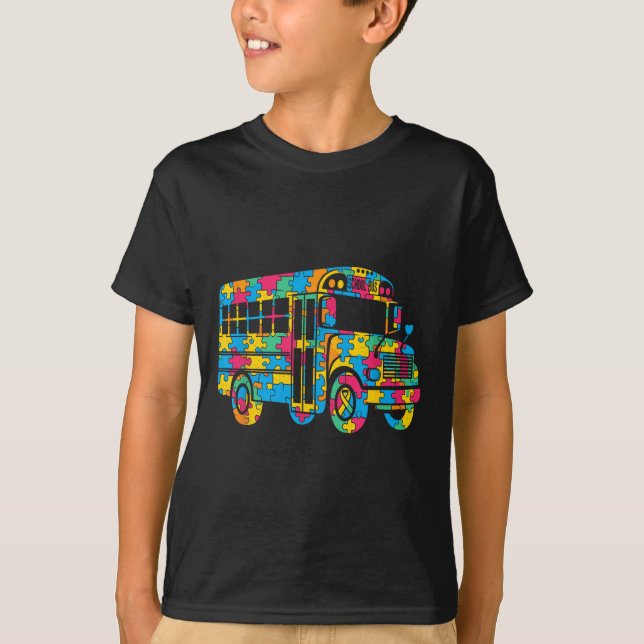 Kunderna i Buss Puzzle Autism Awareness Autistic W T Shirt (Framsida)