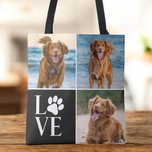 Kundförmade foto collage för hundälskare med söt h tygkasse