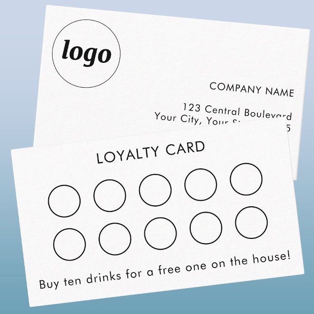 Kundförmånskort för enkel Logotyp och text Visitkort (Simple logo with custom text customer loyalty reward card.)