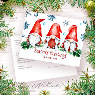 Kundhälsningar med enkel Julhelg Gnomes jul Vykort