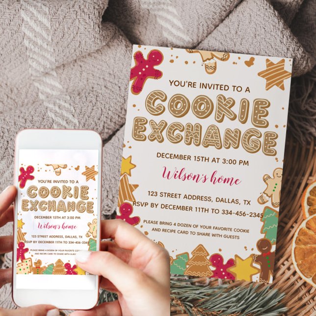 Kundinbjudan till Helgdag julfest i Cookie Exchang Inbjudningar (Cookie Exchange Holiday Christmas Party Invitation)