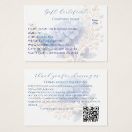 Kundkupong för elegant Blue Hydrangea Gift Card Visitkort