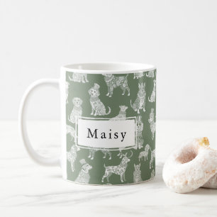 Kundnamn för Viktorian Stil Hund älskare Kaffemugg