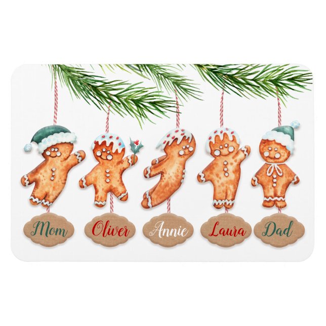 Kundnamn Julkonst Gingerbröd Magnet (Horisontell)