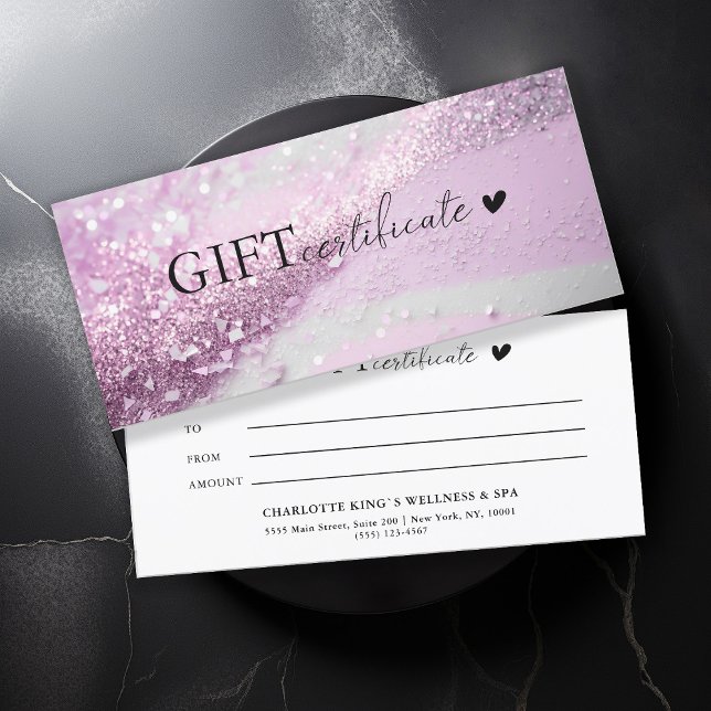 Kundspecifik, lila-silver glitter, företag (Customer specific, trendy, violet-silver, glitter, business gift certificate.)