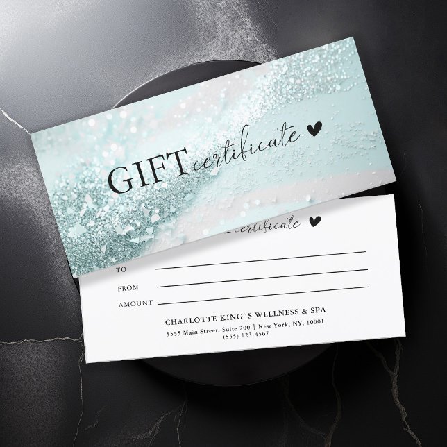 Kundspecifik, mynthjälpmedel, företag (Customer specific, trendy, mint-silver, glitter, business gift certificate.)