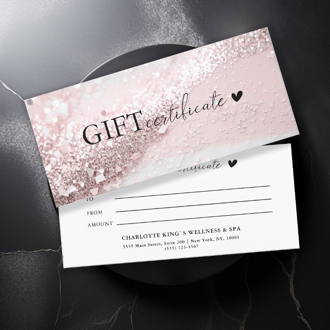Kundspecifik, rosa-silver glitter, företag (Customer specific, trendy, pink-silver, glitter, business gift certificate.)