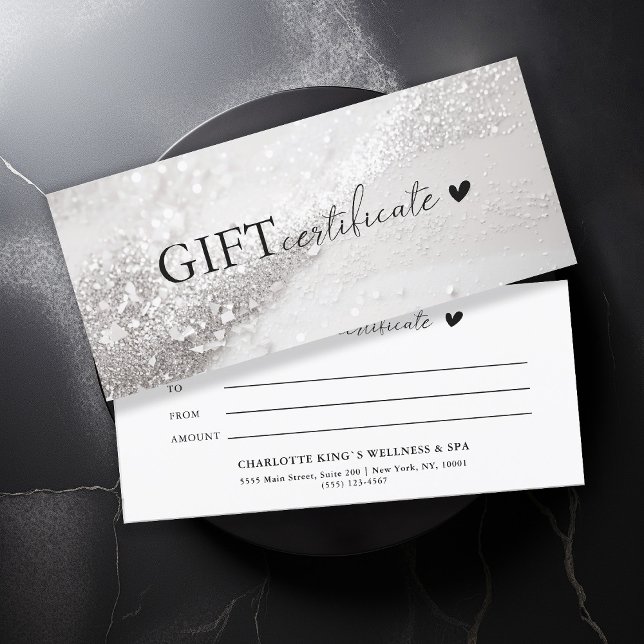 Kundspecifik, silver glitter, företag (Customer specific, trendy, silver, glitter, business gift certificate.)