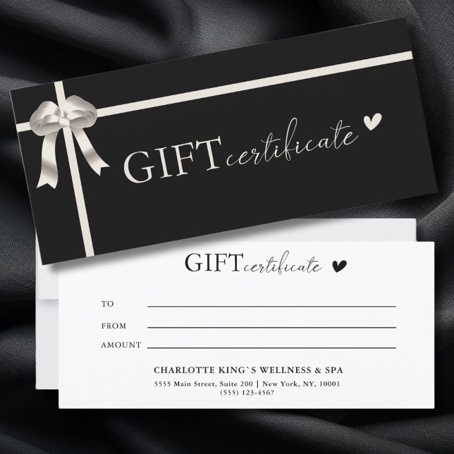 Kundspecifikt företagscertifikat (Customer specific, Luxury, Elegant, Ribbon, Salon, Black Business Gift Certificate.)