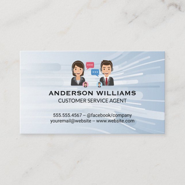 Kundsupport för samtalscenter | Chatt för personer Visitkort (Framsida)