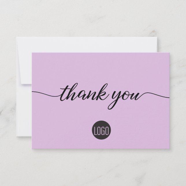Kundtack för Lavender lila Business logotyp Tack Kort (Framsida)