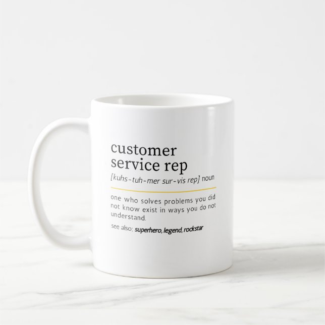 Kundtjänstrepresentant substantiv kaffemugg (Vänster)