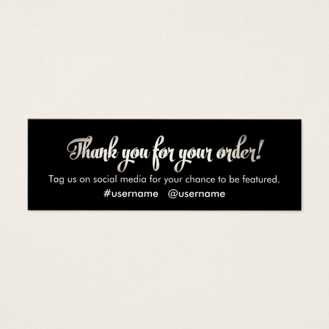 Kundvärdering Silver Tack för beställning Litet Visitkort (Framsidan)