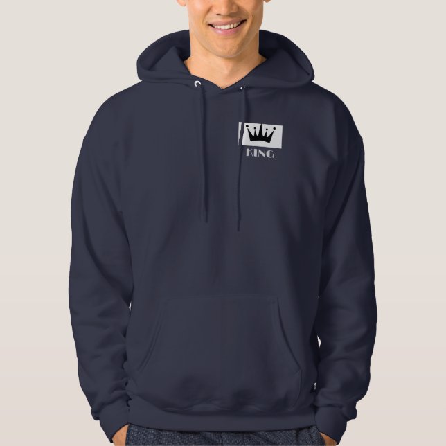 Kung Anpassad Text Kronbild Navyblå Tröja  Hoodie (Framsida)