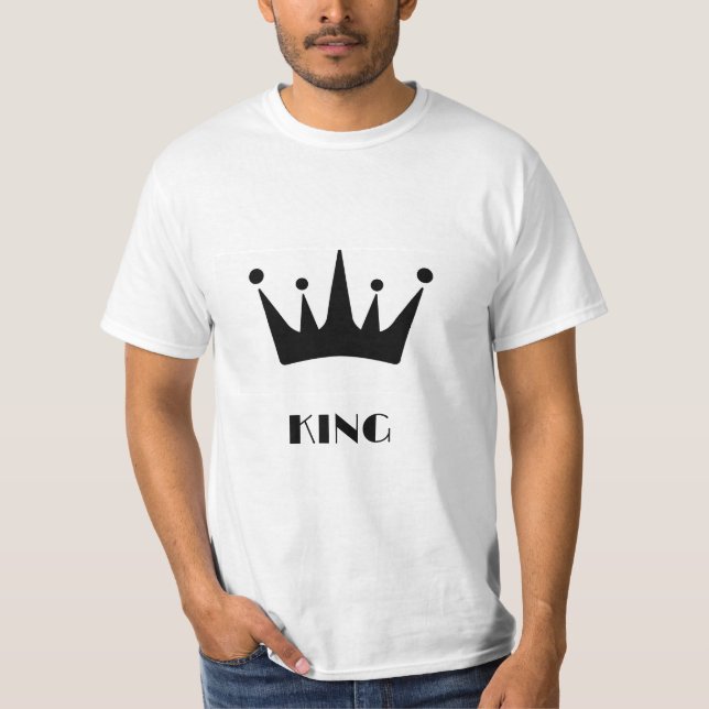 KUNG Anpassad Text Svart Färg Krona Herrar Värde  T Shirt (Framsida)