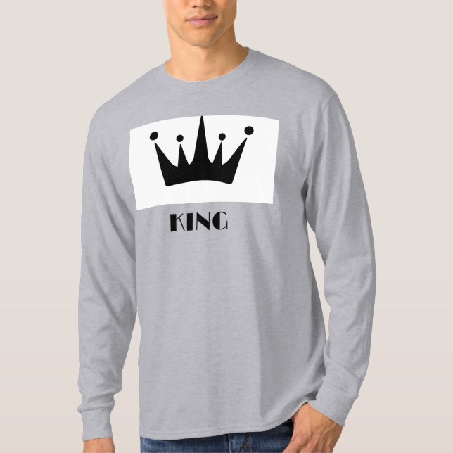Kung Anpassningsbar Text Krona Image Grått Långärm T Shirt (Framsida)