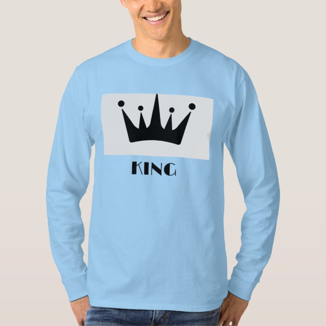 Kung Anpassningsbar Text Krona Light Blue Long SLE T Shirt (Framsida)