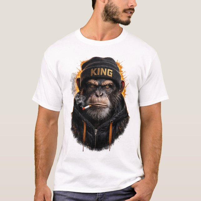 Kung Apa Rökande – Urban Gatu Kung T Shirt (Framsida)