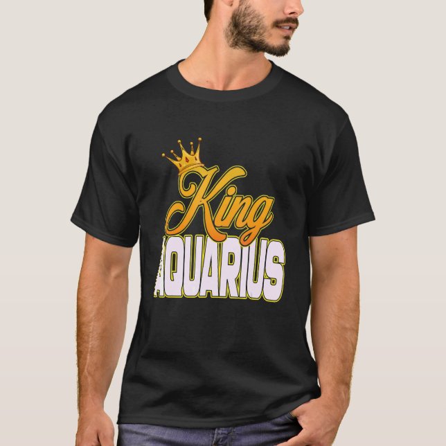 Kung Aquarius Zodiac Sign Astrology Horoscope Kråk T Shirt (Framsida)