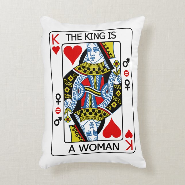 Kung är en kvinna prydnadskudde (Framsidan(Vertikal))