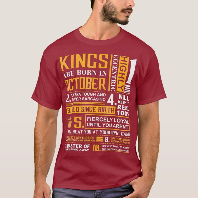 Kung är födelsedag i oktober t shirt (Framsida)