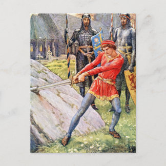 Kung Arthur drar svärdet från Stone Vykort