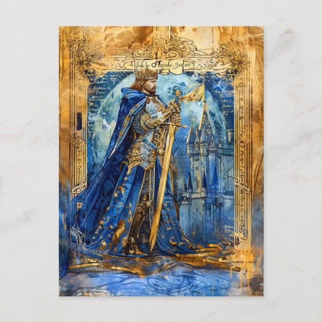 Kung Arthur  keltisk legendarisk kung av Camelot Vykort (Framsida)