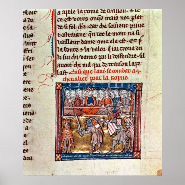 Kung Arthur och Guinevere tittar på en Poster (Framsidan)