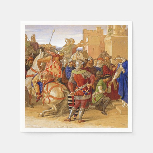 Kung Arthur och Knight i Bord-rundan Pappersservett (Framsidan)