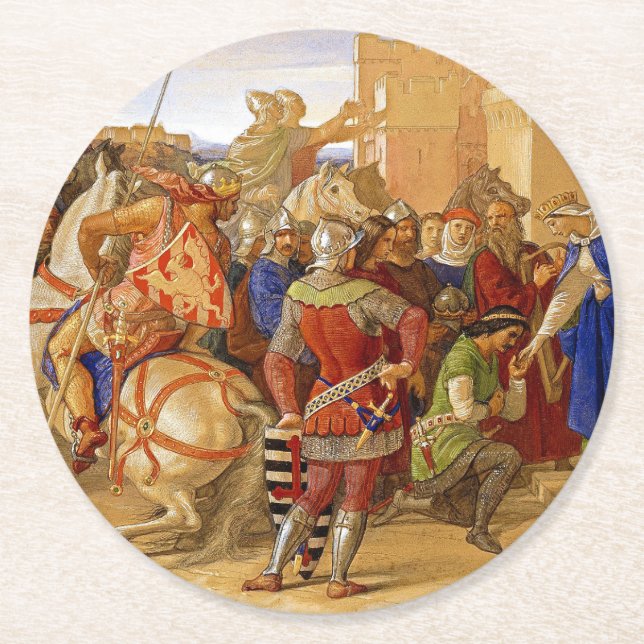 Kung Arthur och Knight i Bord-rundan Underlägg Papper Rund (Framsidan)