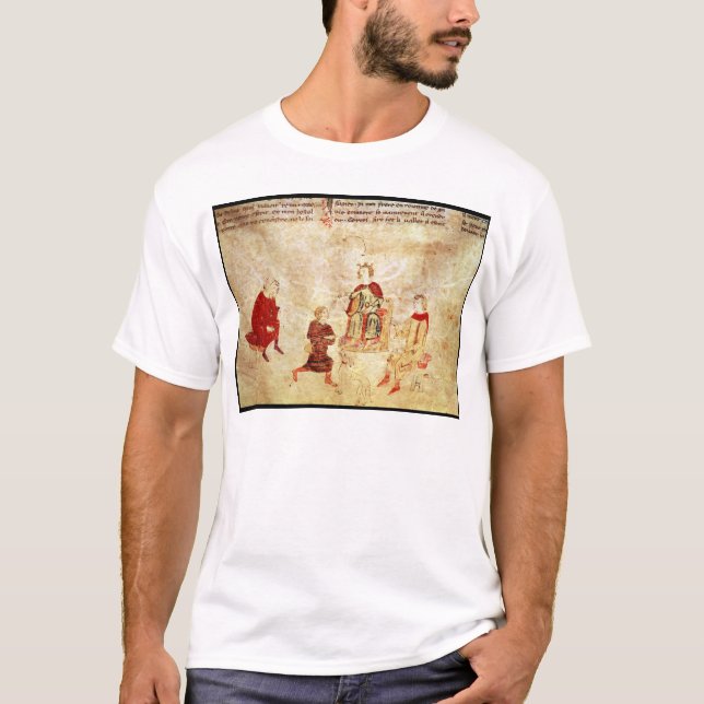 Kung Arthur på hans omgivna biskopsstol T-shirt (Framsida)