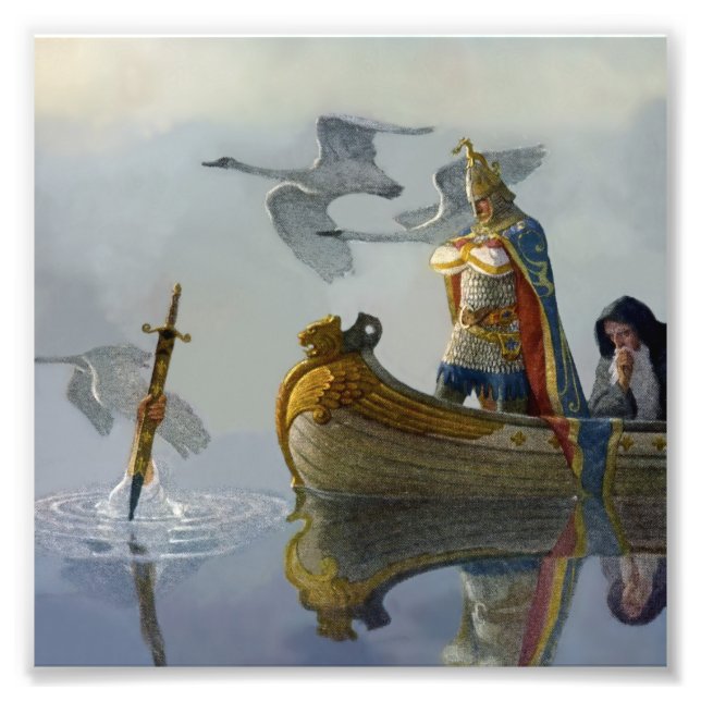 "Kung Arthur tar ordet" av NC Wyeth Fototryck (Framsidan)