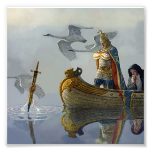 “Kung Arthur tar svärdet” av NC Wyeth Fototryck