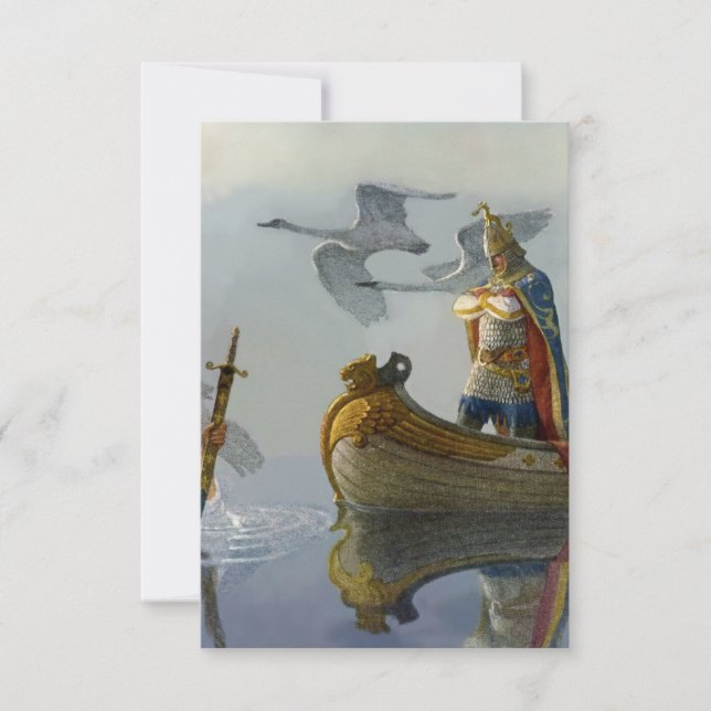 “Kung Arthur tar svärdet” av NC Wyeth Tack Kort (Framsida)