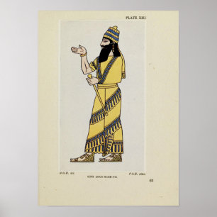 Kung Assur-Nasir-Pal Forntida Assyriska Kostym Poster