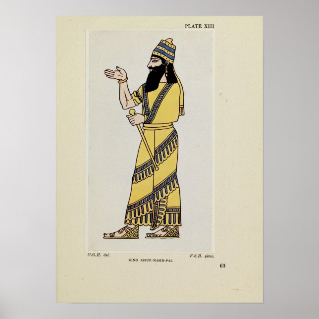 Kung Assur-Nasir-Pal Forntida Assyriska Kostym  Poster (Framsidan)