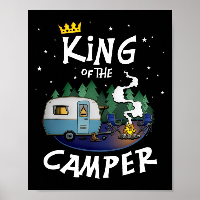 Kung Av Campingen Camping Resa Present För Män  Poster (Framsidan)