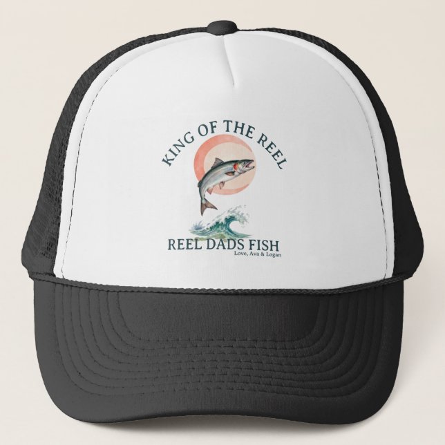 Kung av den spole lax fiske Trucker Hatt  Keps (Framsida)