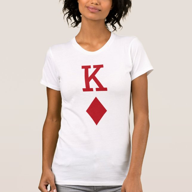 Kung av det röda leka kortet för diamanter t shirt (Framsida)
