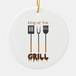 Kung av grill julgransprydnad keramik
